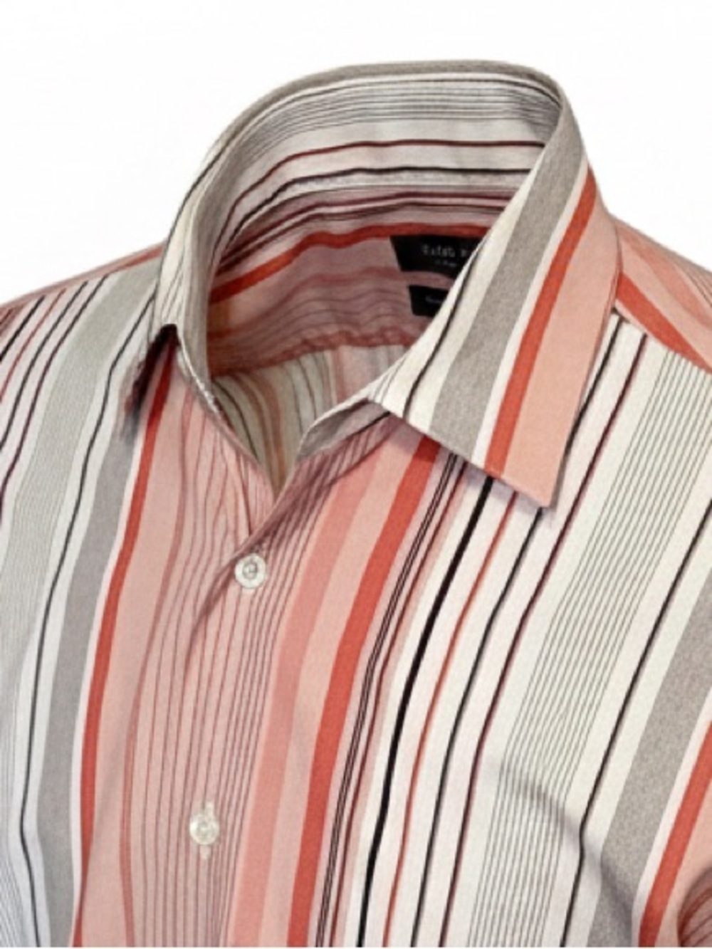 Salvatore Ferragamo Men's Pink Gray Striped Dress Shirt | Cotton | Made in Italy - Picture 9 of 13